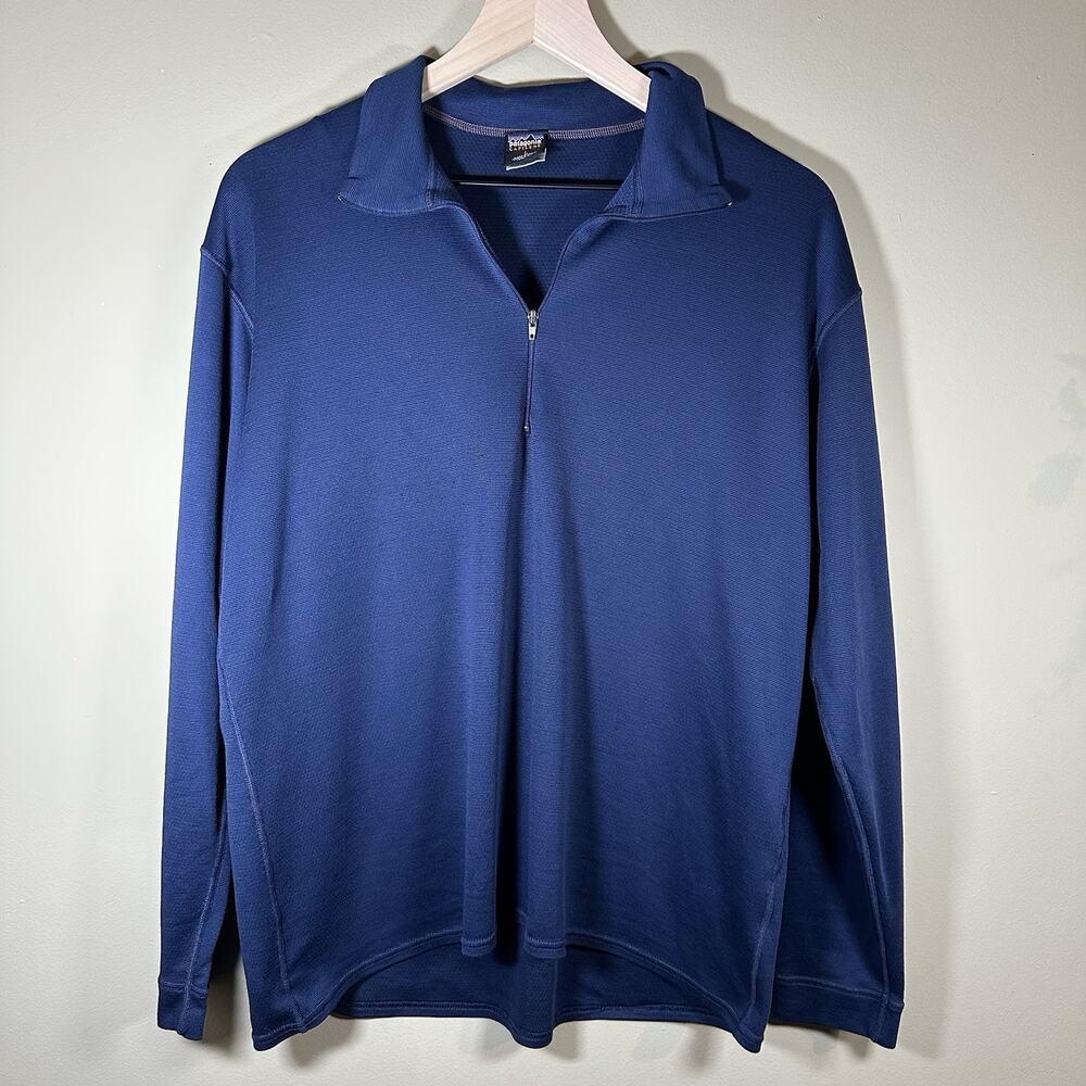 Patagonia Capilene Men’s L Blue 1/4 Zip Baselayer Pullover Hiking Outdoor